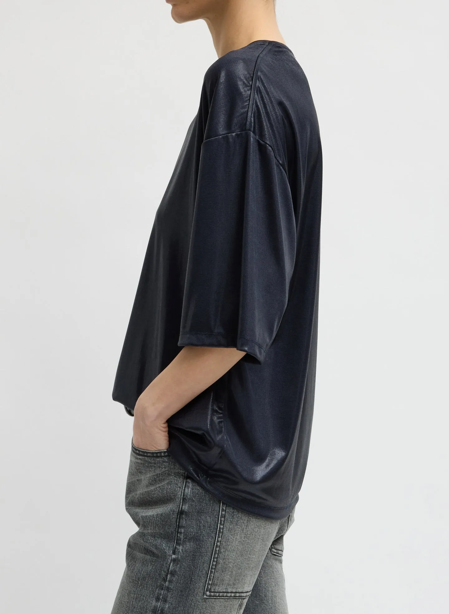 Metallic Knit Easy T-Shirt sold by Tibi product image thumbnail 2