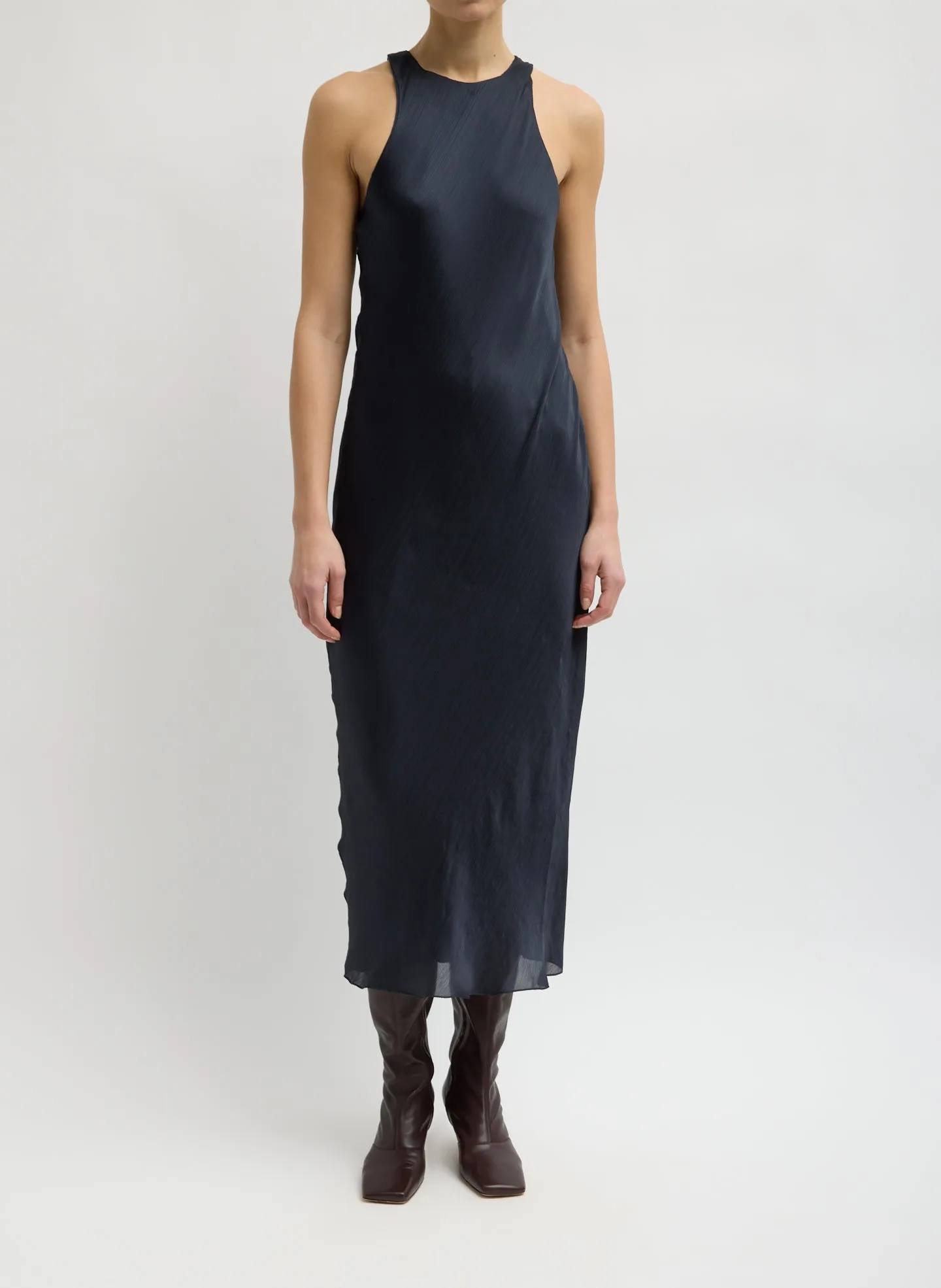 Matte Satin Plisse Midi Bias Dress sold by Tibi product image thumbnail 2
