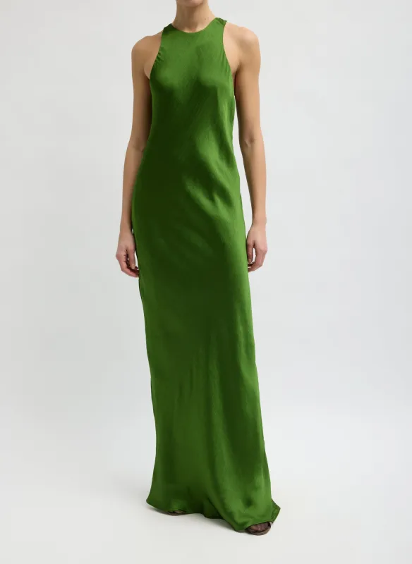 Matte Satin Plisse Maxi Bias Dress made by Tibi