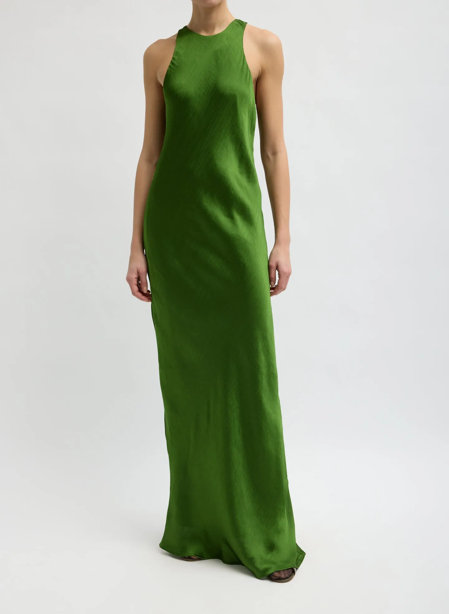 Matte Satin Plisse Maxi Bias Dress sold by Tibi