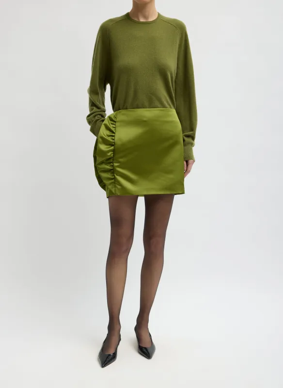 Tech Satin Side Ruffle Mini Skirt made by Tibi