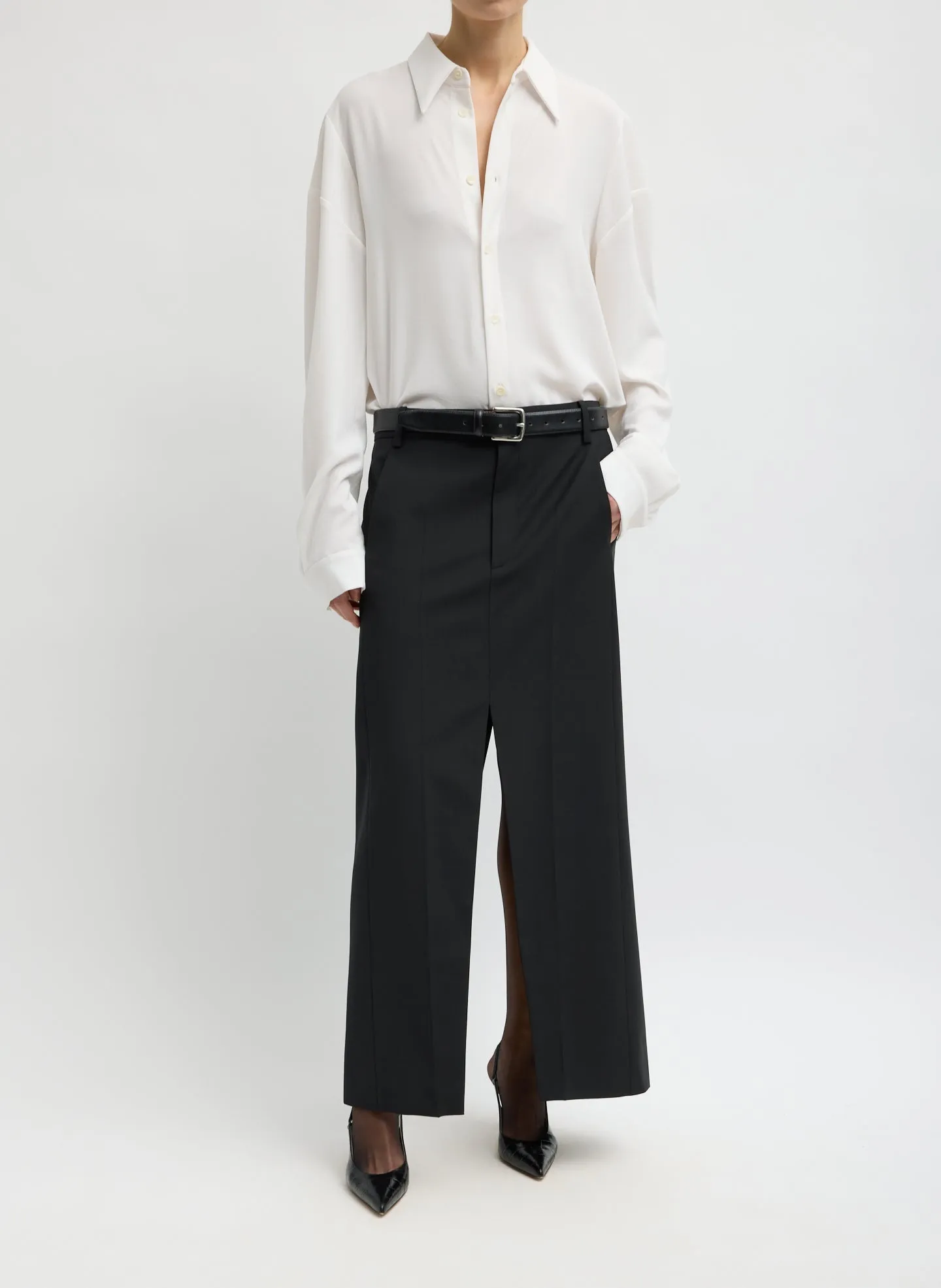 Recycled Tropical Wool Double Slit Maxi Skirt sold by Tibi product image thumbnail 5