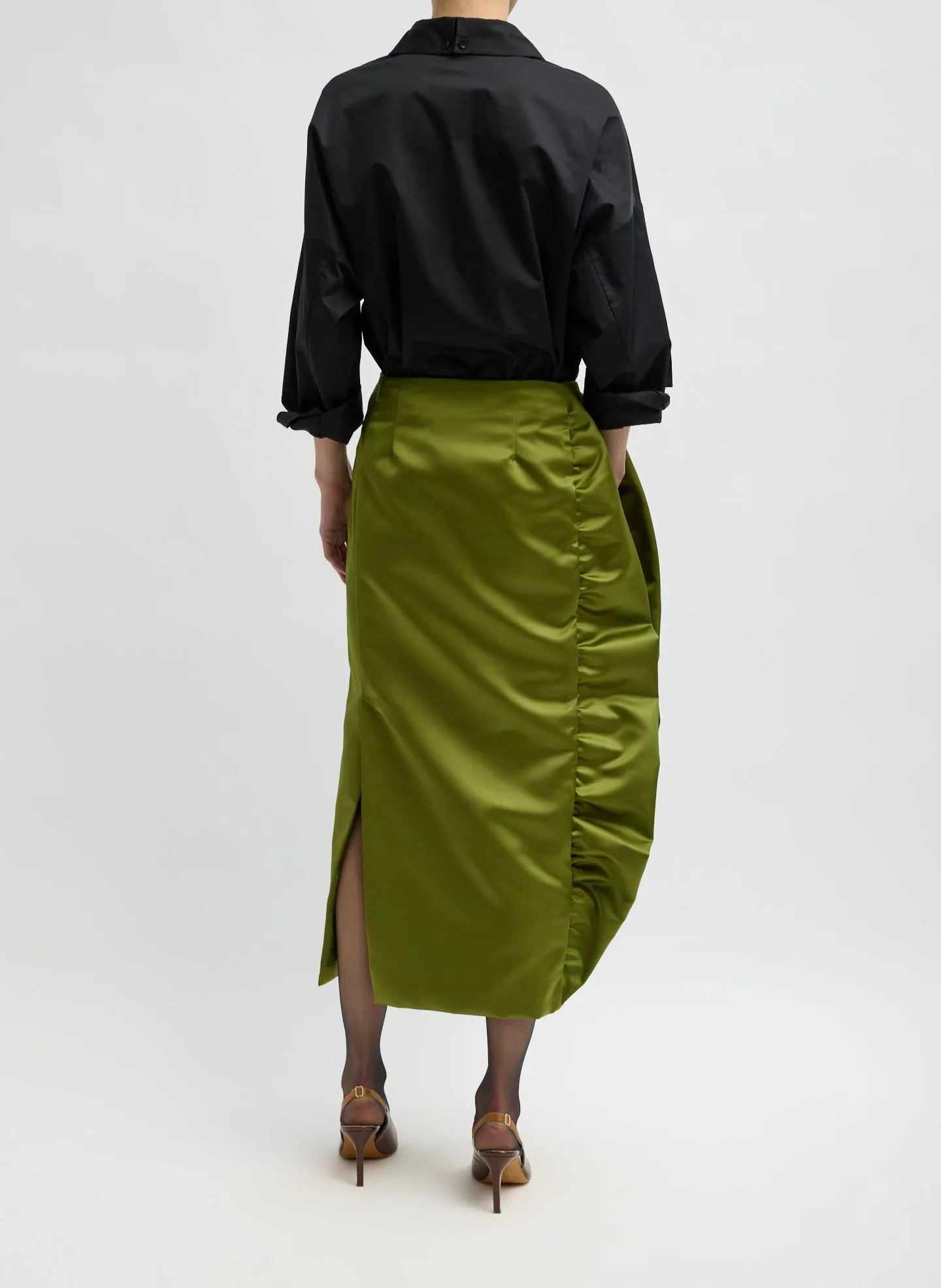 Tech Satin Side Ruffle Skirt sold by Tibi product image thumbnail 5
