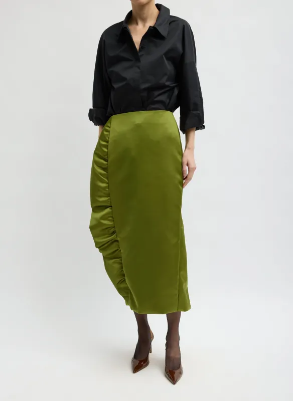 Tech Satin Side Ruffle Skirt made by Tibi
