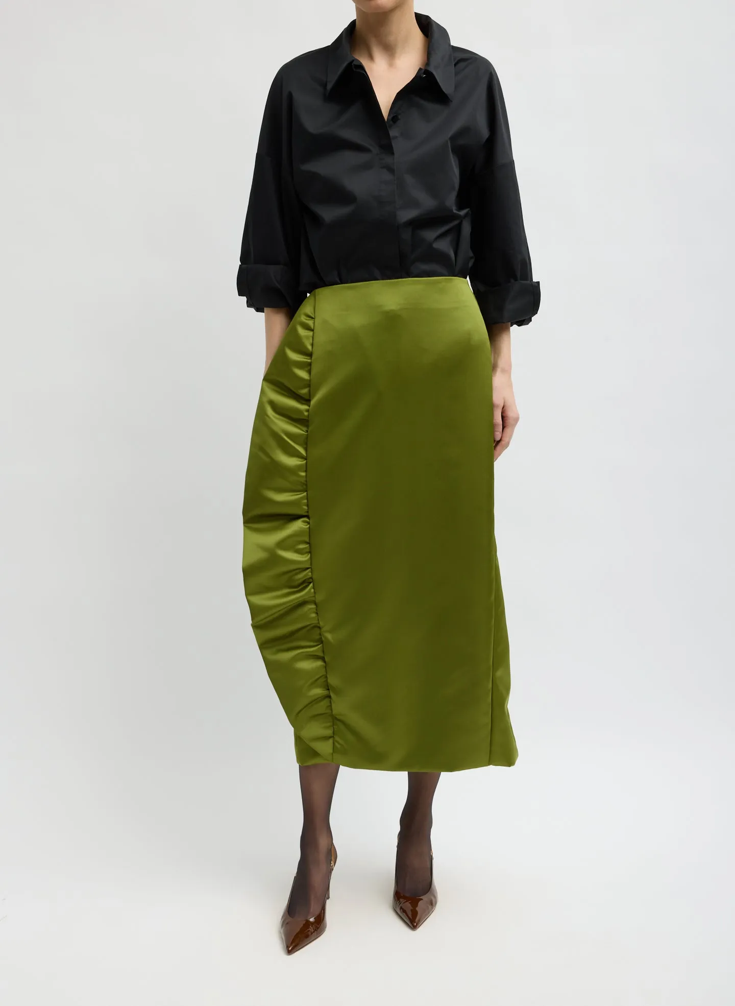 Tech Satin Side Ruffle Skirt sold by Tibi product image thumbnail 3