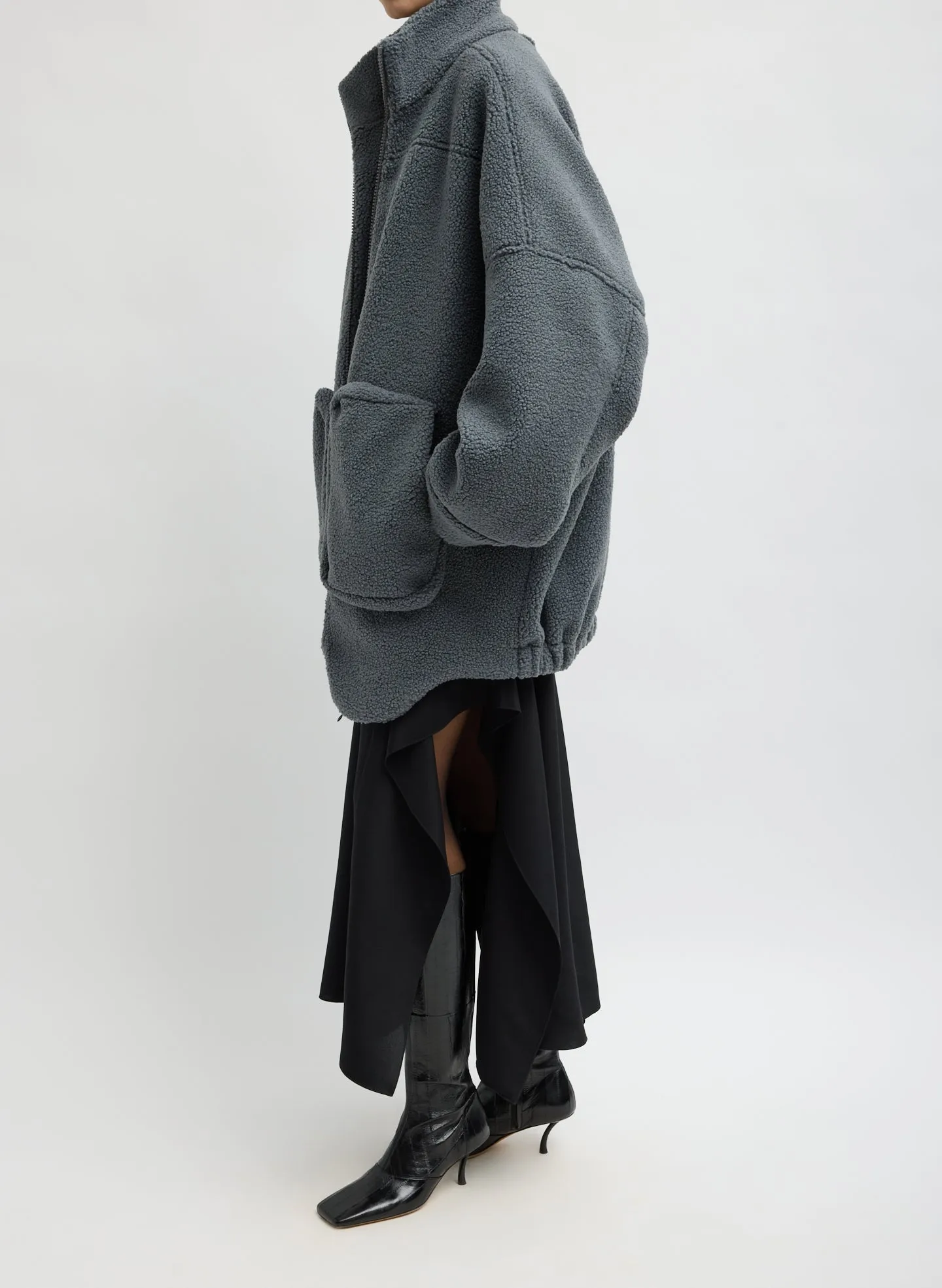 Cozy Fleece Cubic Zip Up Bomber sold by Tibi product image thumbnail 4