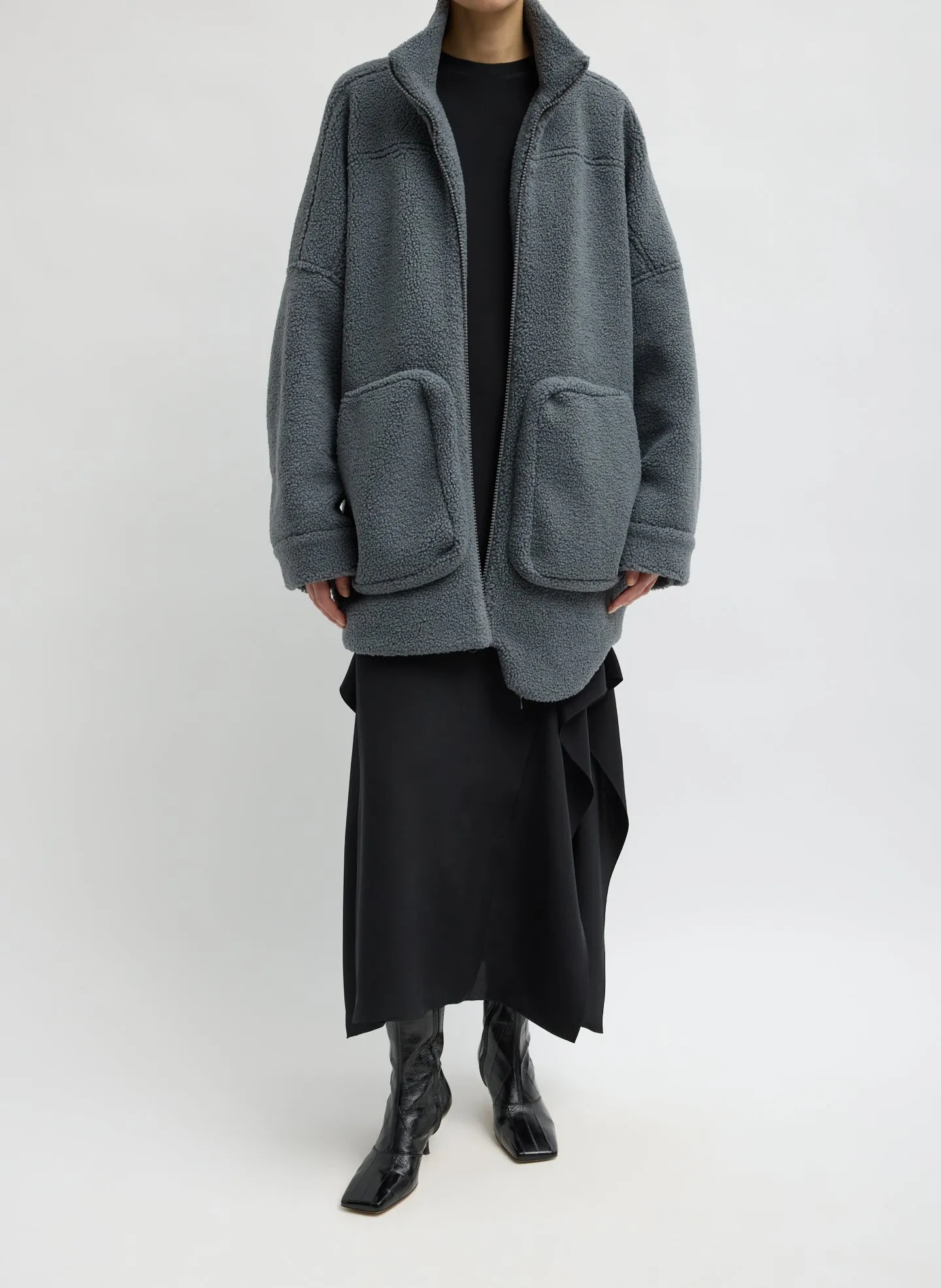 Cozy Fleece Cubic Zip Up Bomber sold by Tibi product image thumbnail 2