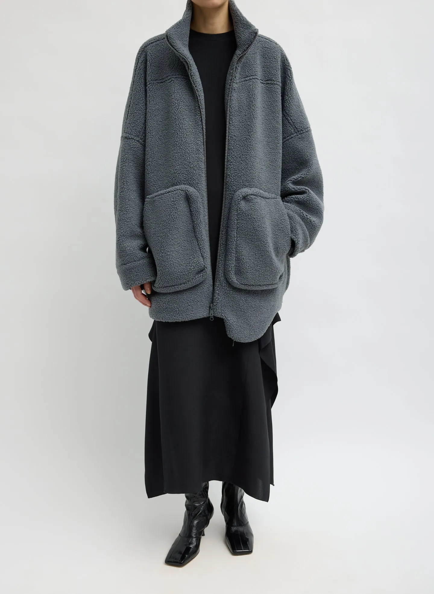 Cozy Fleece Cubic Zip Up Bomber sold by Tibi