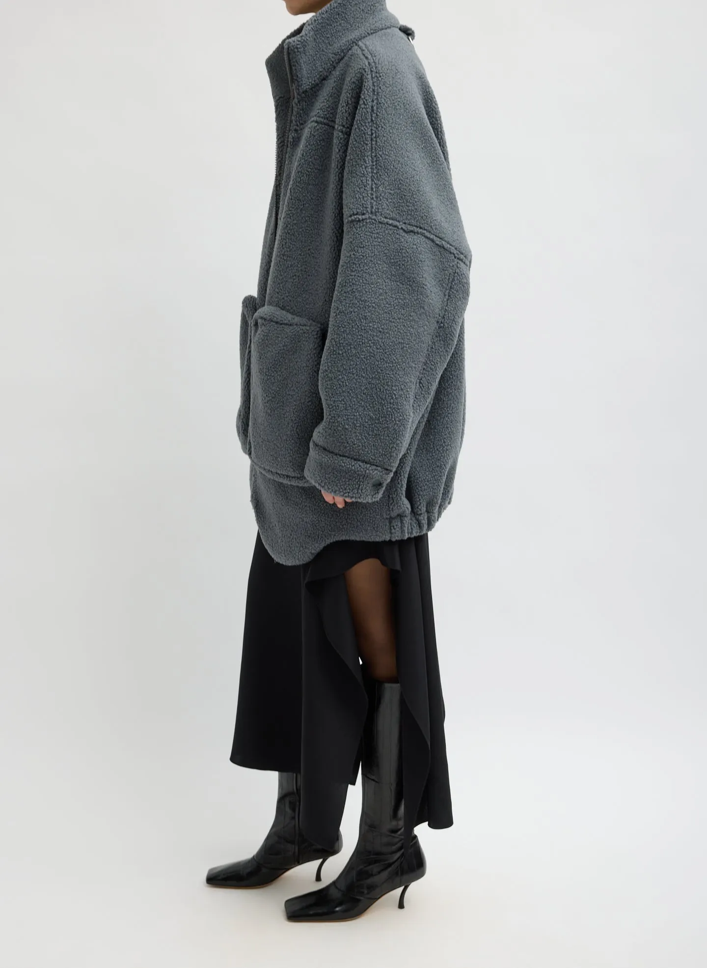 Cozy Fleece Cubic Zip Up Bomber sold by Tibi product image thumbnail 3