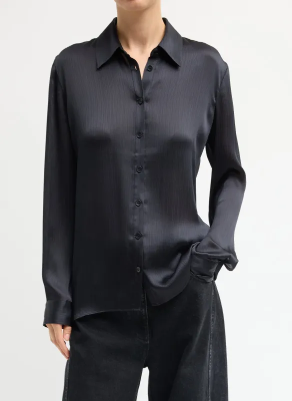 Matte Satin Plisse Slim Shirt made by Tibi