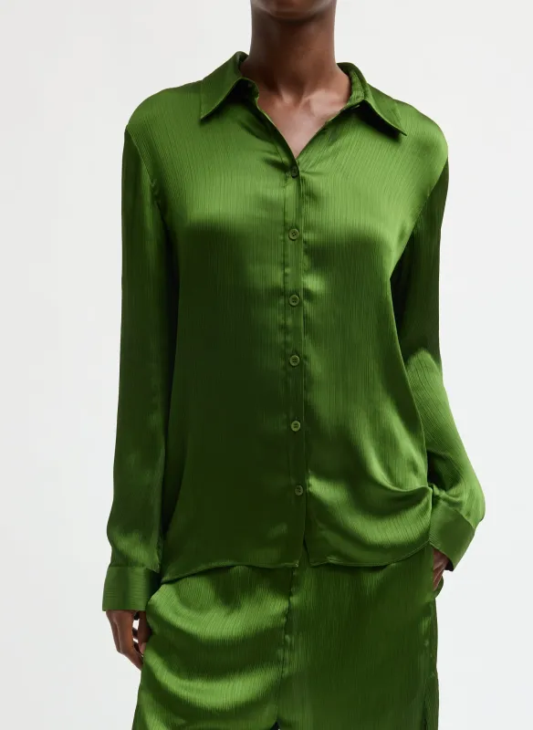Matte Satin Plisse Slim Shirt made by Tibi