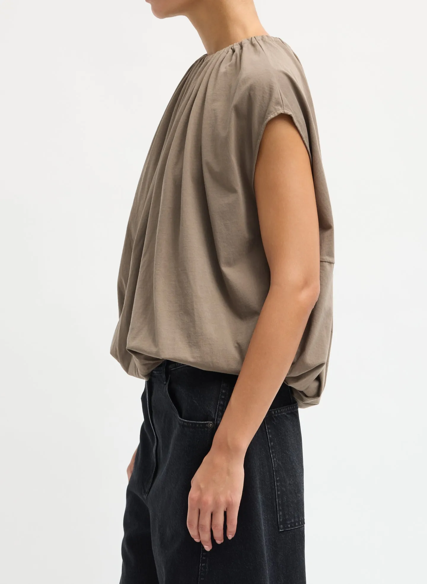 Shirred Neck Circular T-Shirt sold by Tibi product image thumbnail 2