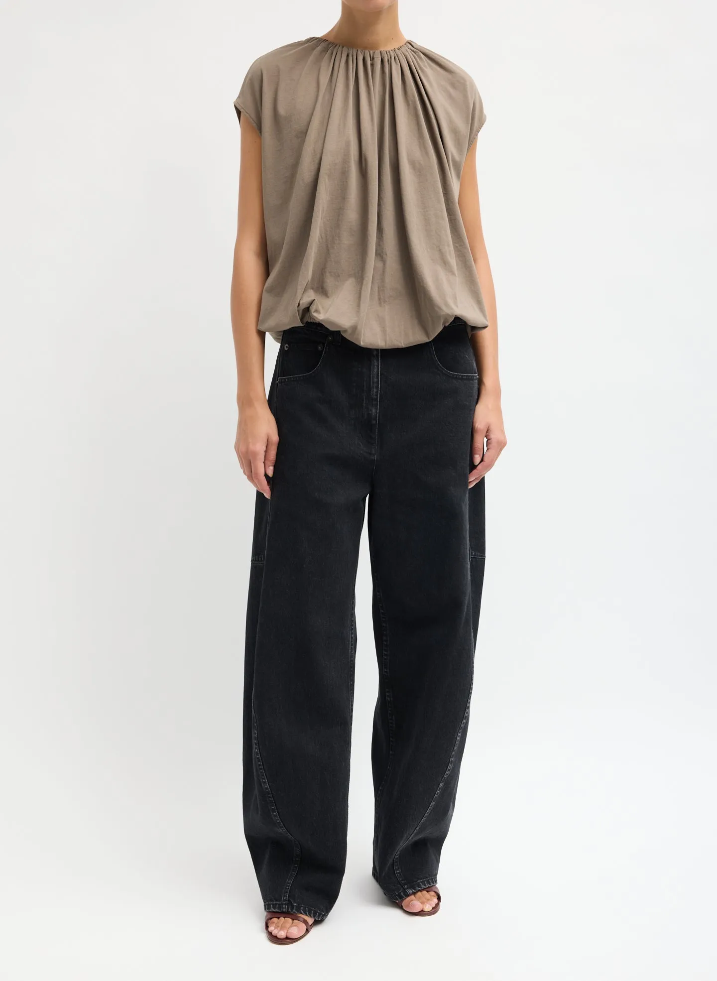 Shirred Neck Circular T-Shirt sold by Tibi product image thumbnail 4