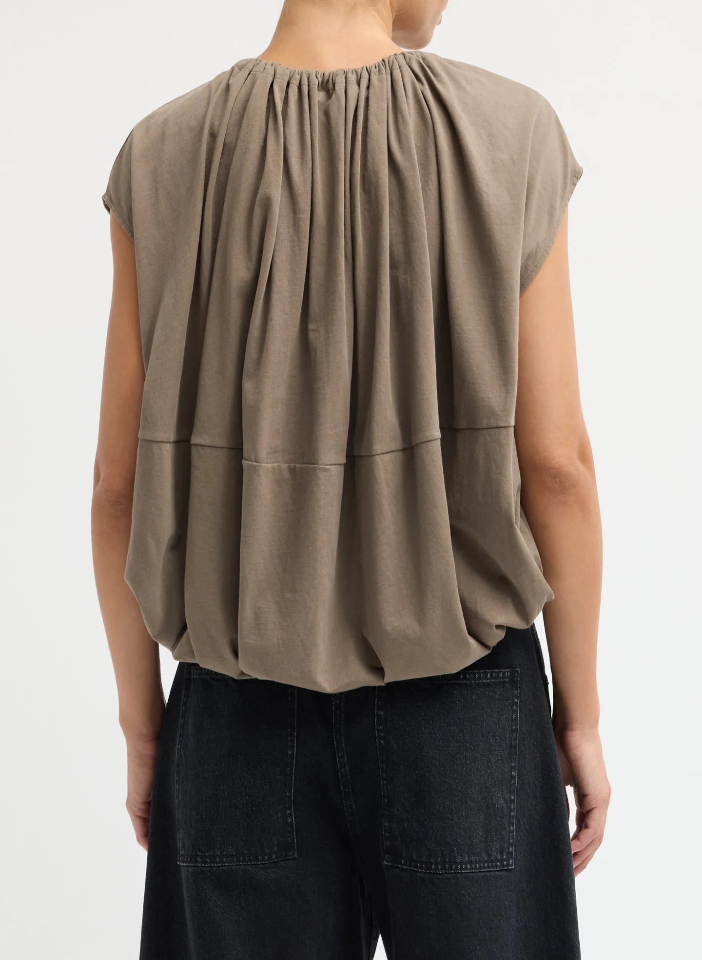 Shirred Neck Circular T-Shirt sold by Tibi product image thumbnail 3