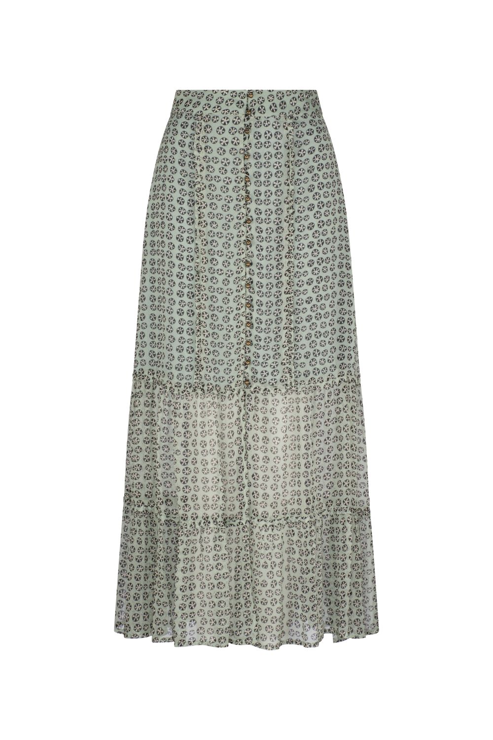 Antonia Rosette Maxi Skirt - Mint Charcoal sold by Tigerlily