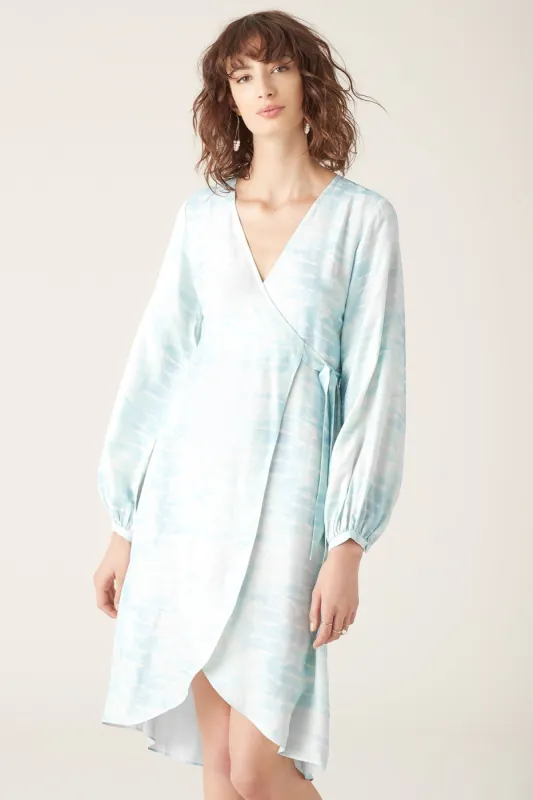 Saras Wrap Mini Dress - Blue sold by Tigerlily