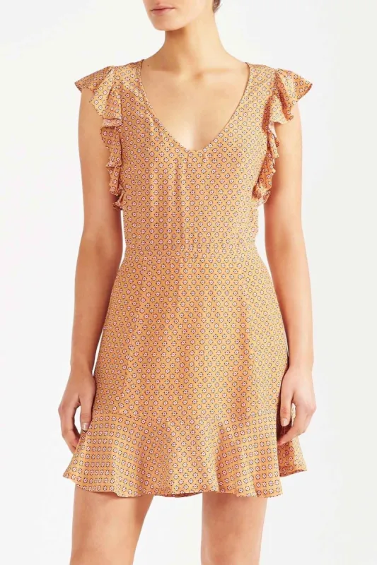 Anna Ditsy Mini Dress - Yellow sold by Tigerlily