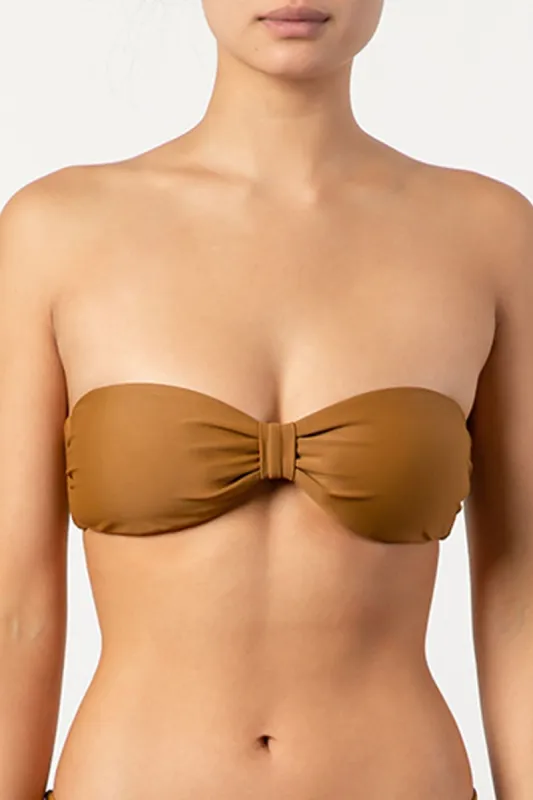 Tigerlily Zippora Bandeau Bikini Top - Bronze sold by Tigerlily
