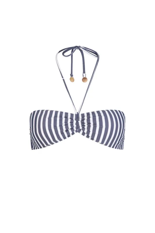 Devina Pomona Bandeau Bikini Top - Navy Stripe sold by Tigerlily