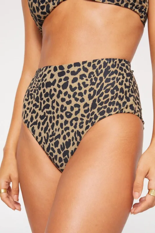 Kamika Ava High Corset Bikini Bottom - Black Leopard sold by Tigerlily