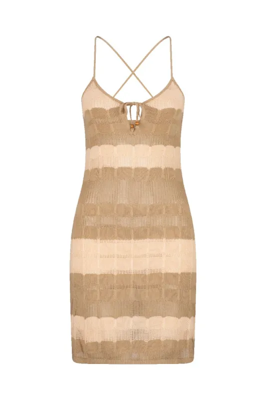 Elisenda Ashanti Mini Dress - Biscuit sold by Tigerlily