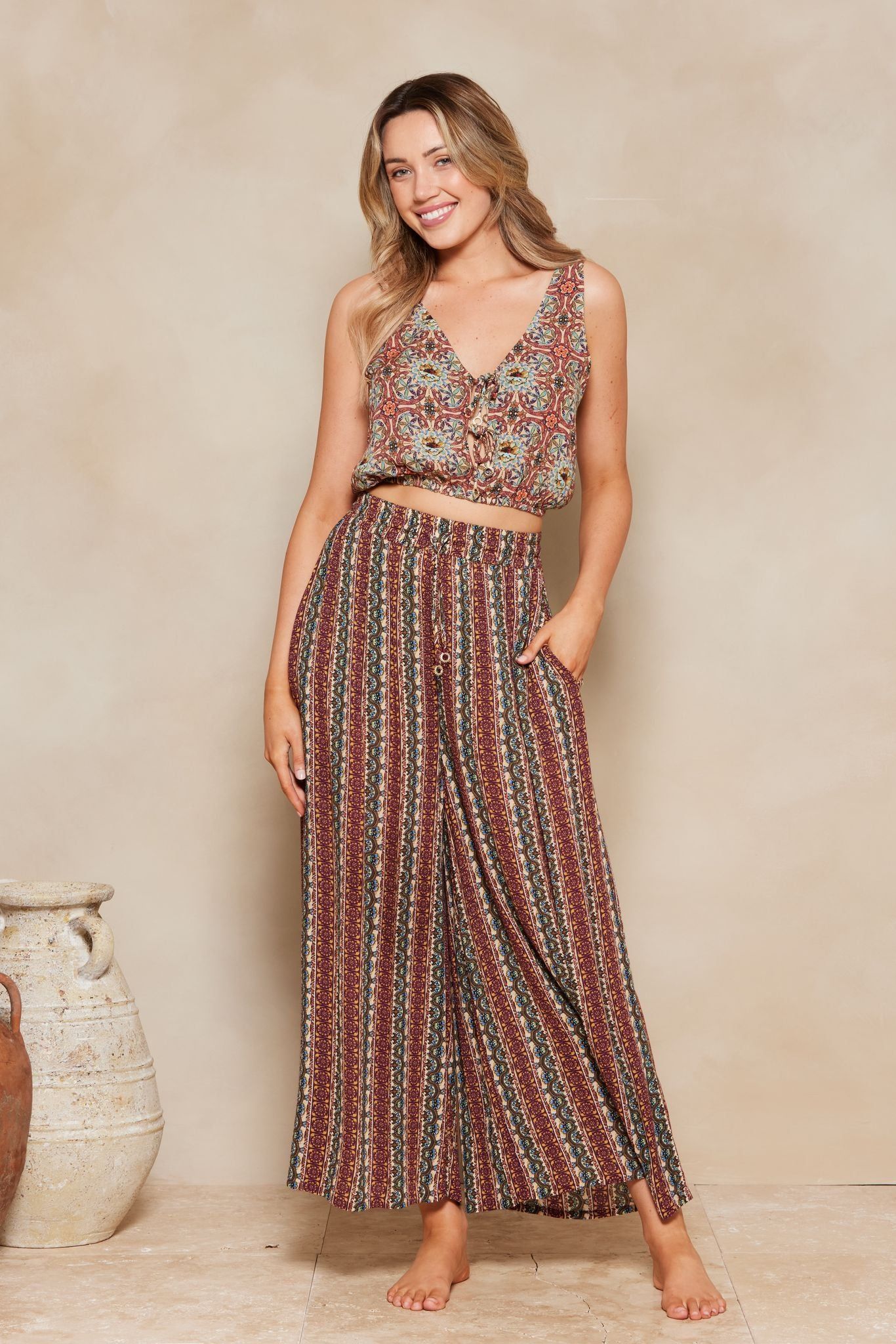 Monarch Zara Reversible Crop - Coral Tile X Geo sold by Tigerlily product image thumbnail 2