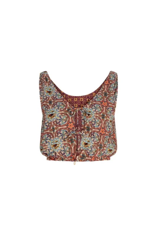 Monarch Zara Reversible Crop - Coral Tile X Geo made by Tigerlily