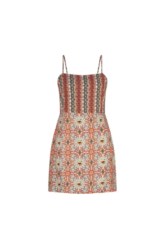 Monarch Selena Mini Dress - Coral Tile sold by Tigerlily