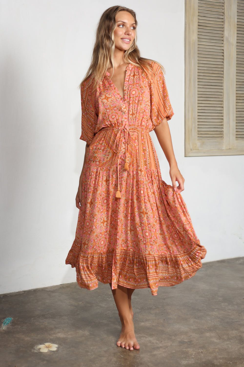 Luciana Jade Midi Dress - Tangerine sold by Tigerlily product image thumbnail 2
