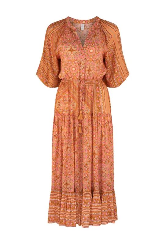 Luciana Jade Midi Dress - Tangerine made by Tigerlily