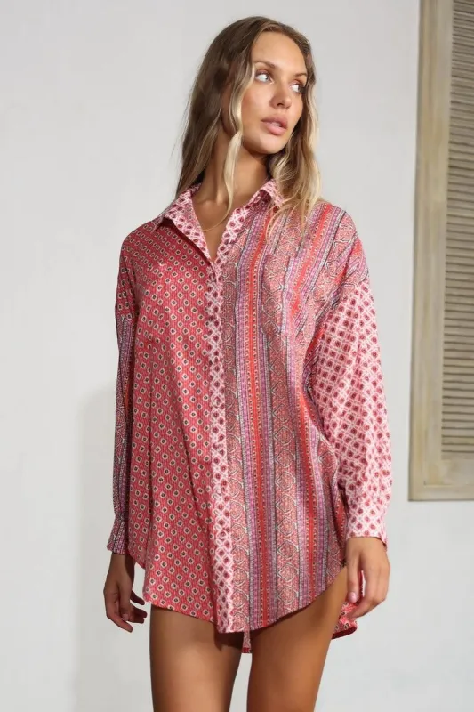 Belize Cruise Shirt Dress - Belize Berry sold by Tigerlily