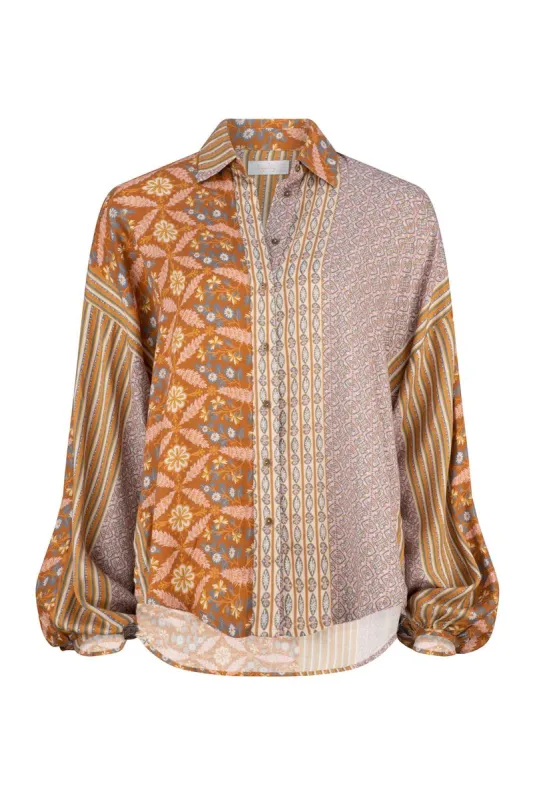 Alora Sloane Slouch Shirt - Alora Tan Stripe sold by Tigerlily