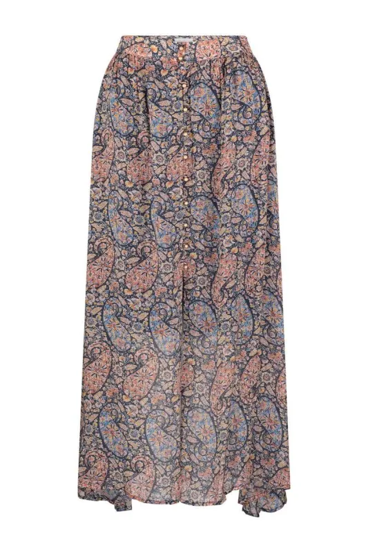 La Luna Cassidy Maxi Skirt - Onyx Paisley made by Tigerlily