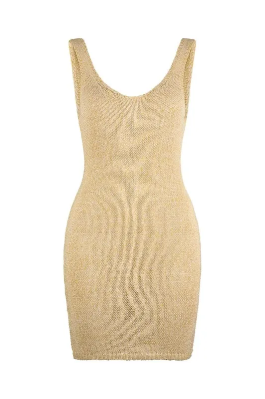 Adriana Julia Knit Mini Dress - Golden made by Tigerlily