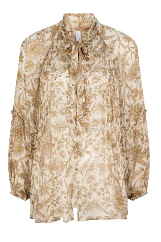 Cordelia Frida Bow Neck Blouse - Ivory sold by Tigerlily