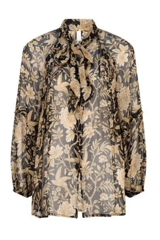 Cordelia Frida Bow Neck Blouse - Black sold by Tigerlily