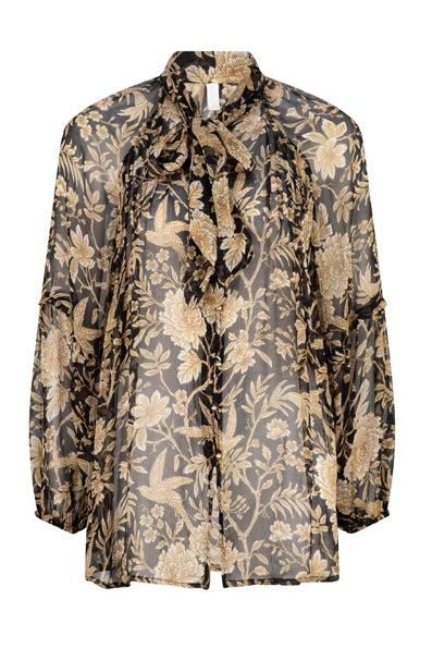 Cordelia Frida Bow Neck Blouse - Black sold by Tigerlily