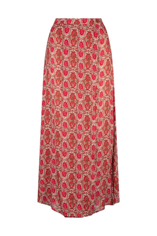 Eliza Gabriella Maxi Skirt - Beige Ornate sold by Tigerlily