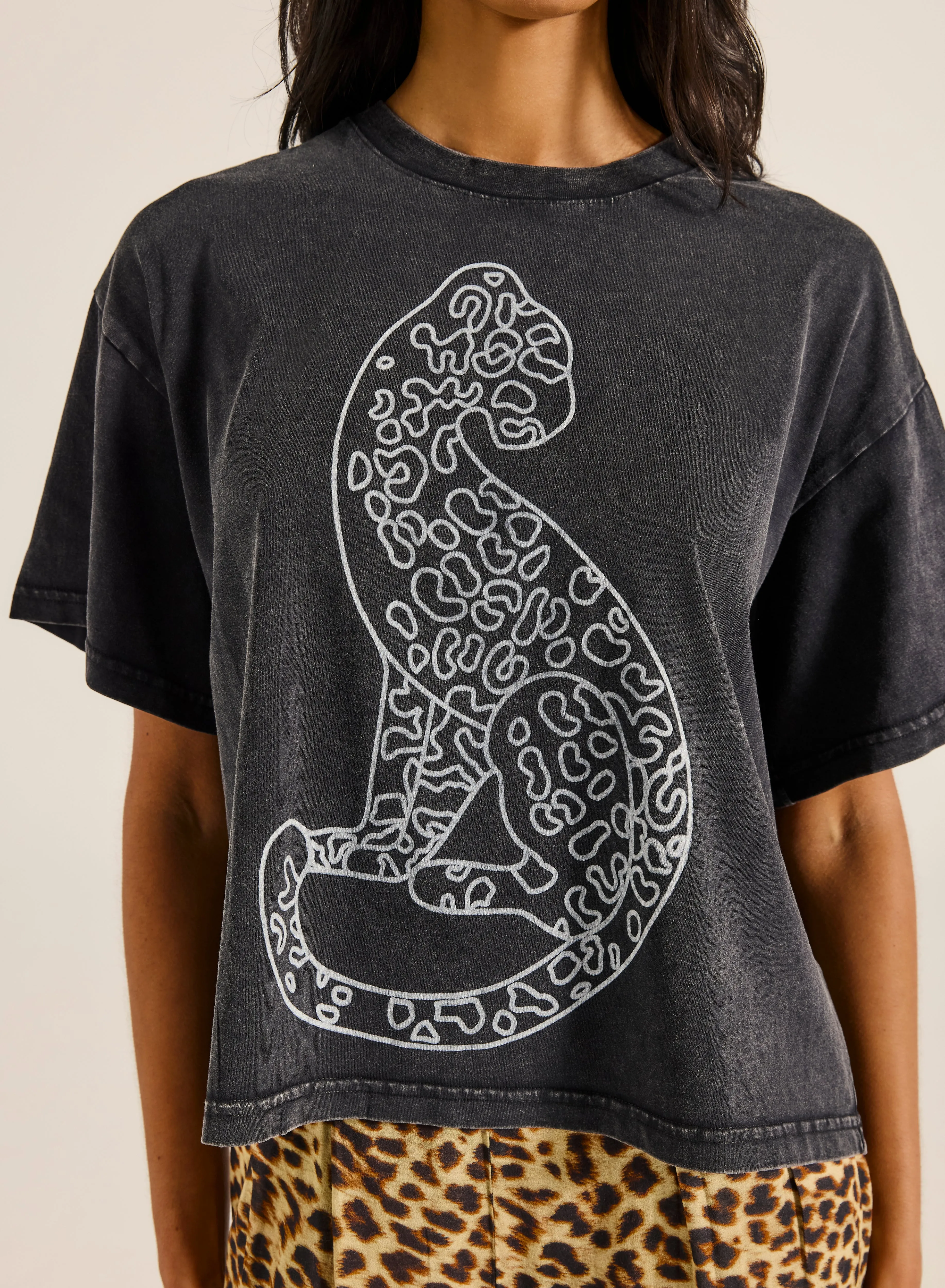 Jungle Leopard Boxy Crop Tee sold by Tigerlily product image thumbnail 4