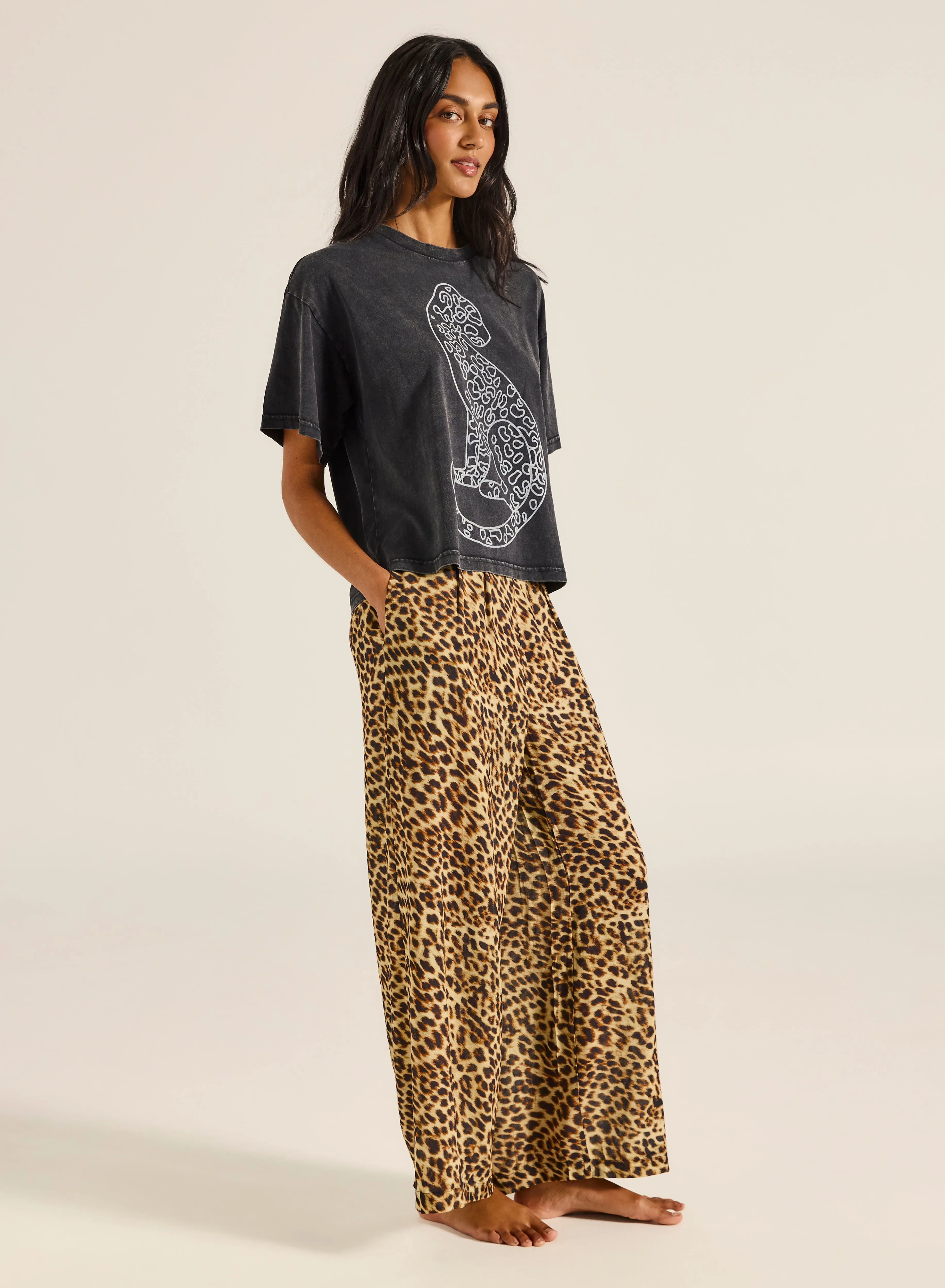 Jungle Leopard Boxy Crop Tee sold by Tigerlily product image thumbnail 3