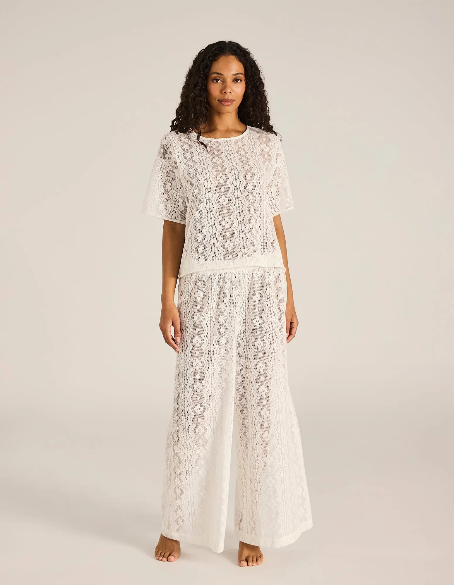 Cream Leonora Lace Tee sold by Tigerlily