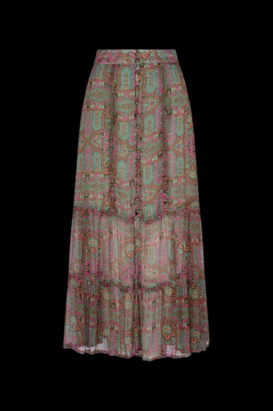 Marjorie Rosette Maxi Skirt - Taragon sold by Tigerlily