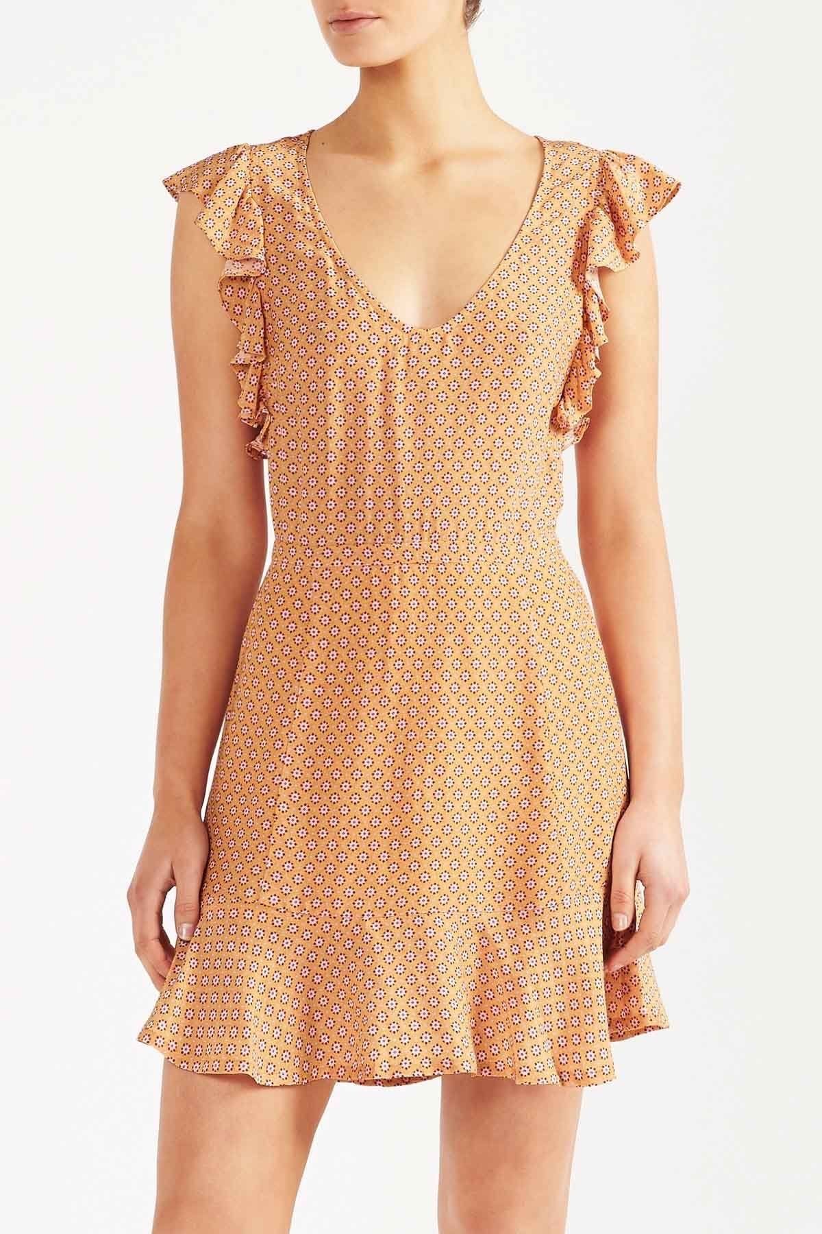 Anna Ditsy Mini Dress - Yellow sold by Tigerlily