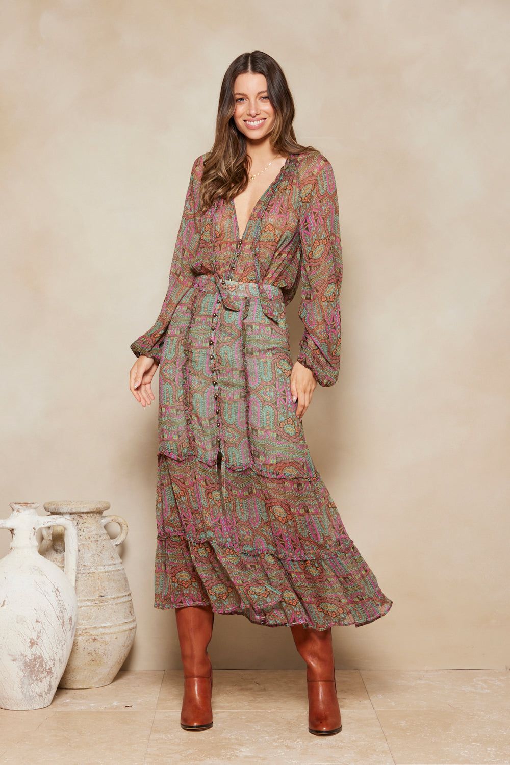 Marjorie Rosette Maxi Skirt - Taragon sold by Tigerlily product image thumbnail 2
