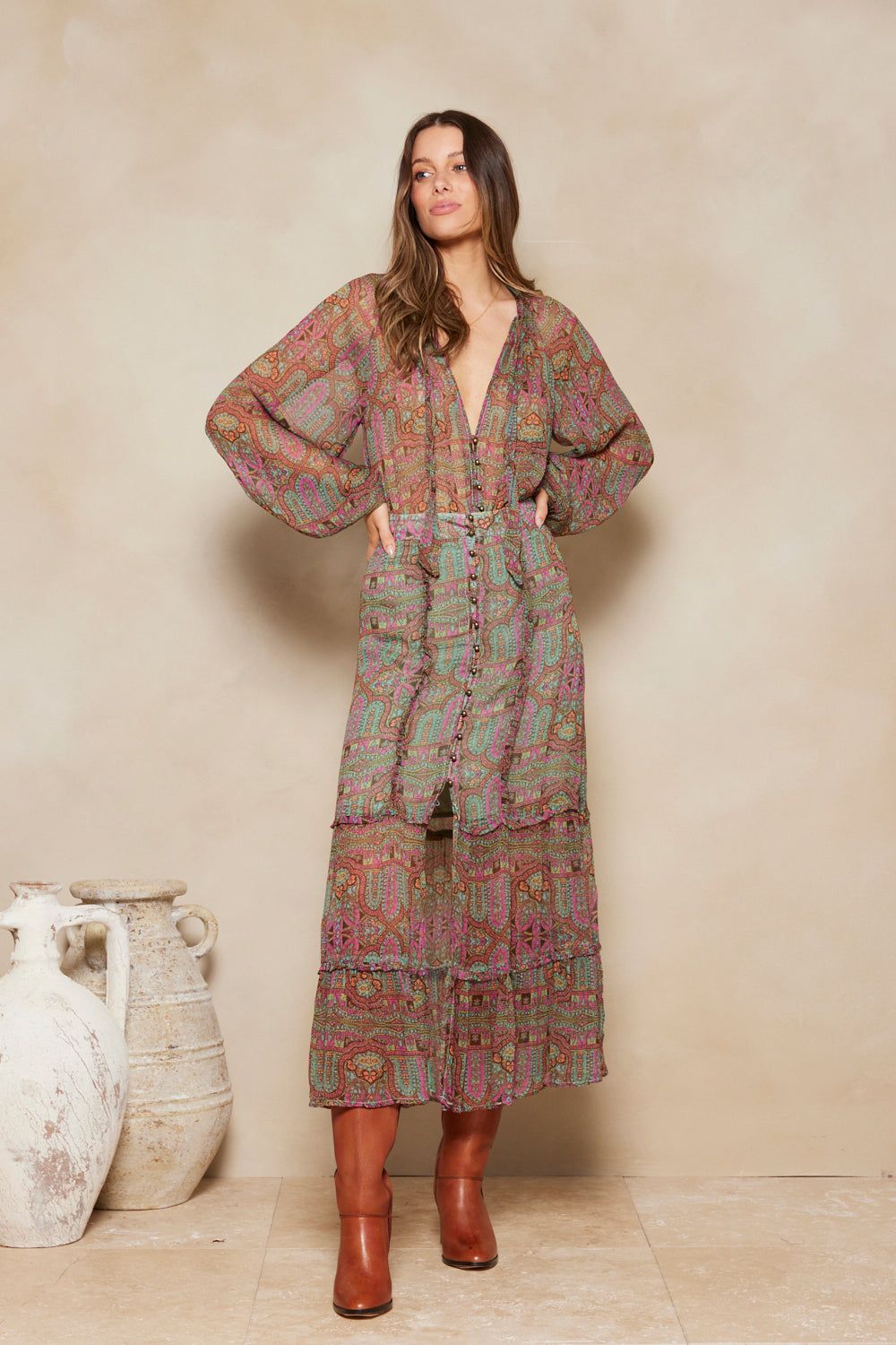 Marjorie Rosette Maxi Skirt - Taragon sold by Tigerlily product image thumbnail 3