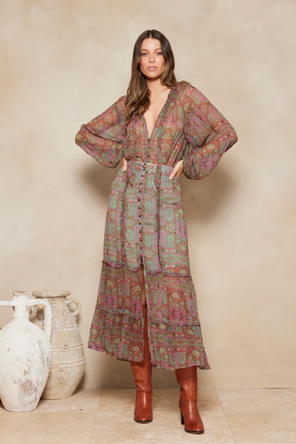 Marjorie Rosette Maxi Skirt - Taragon sold by Tigerlily product image thumbnail 4