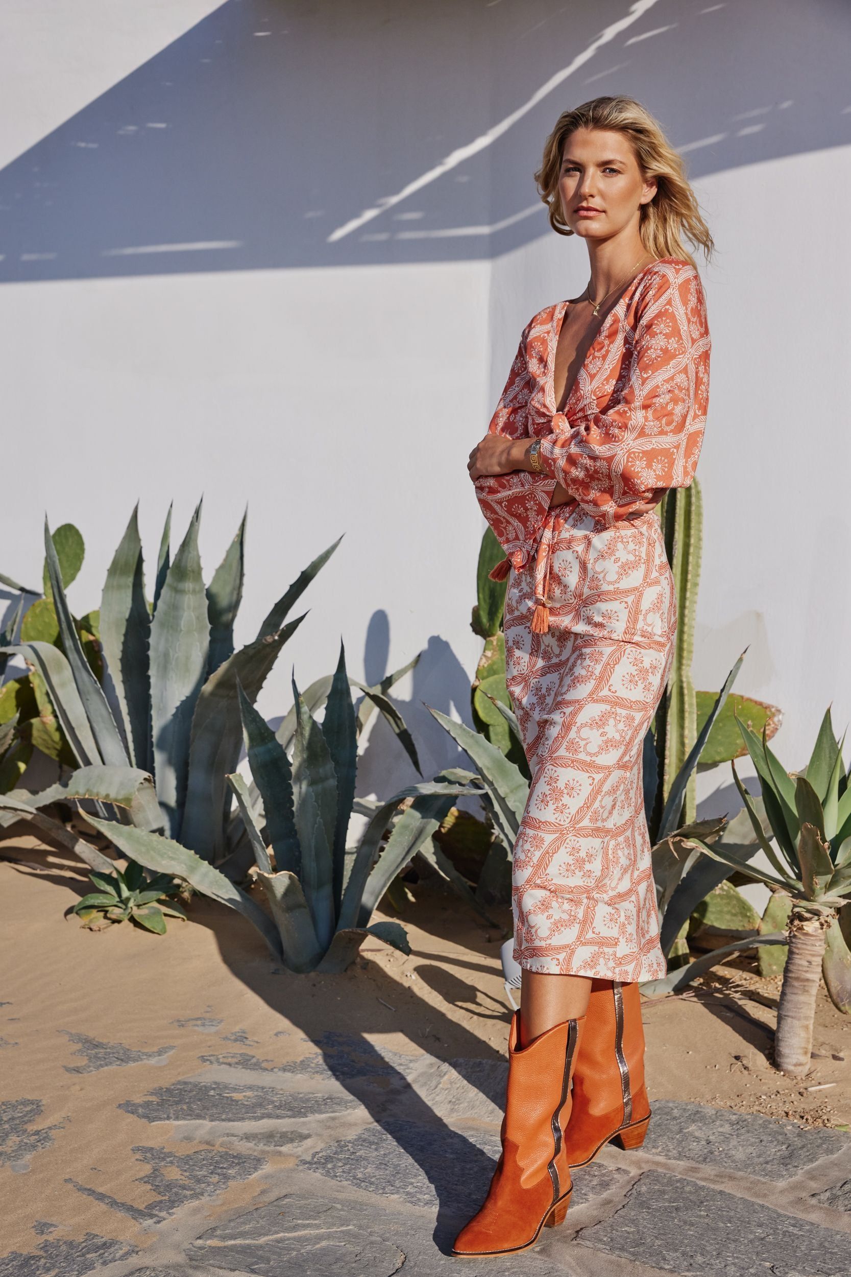 Ephie Leonora Midi Skirt - Emberglow Mono sold by Tigerlily product image thumbnail 2