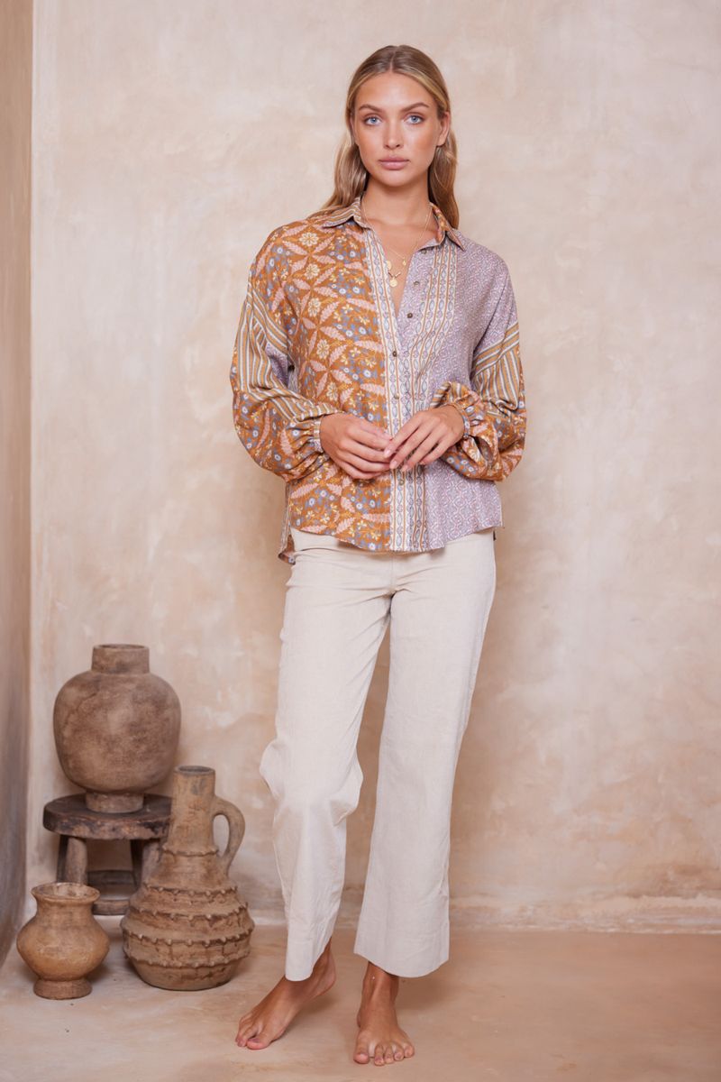 Alora Sloane Slouch Shirt - Alora Tan Stripe sold by Tigerlily product image thumbnail 3