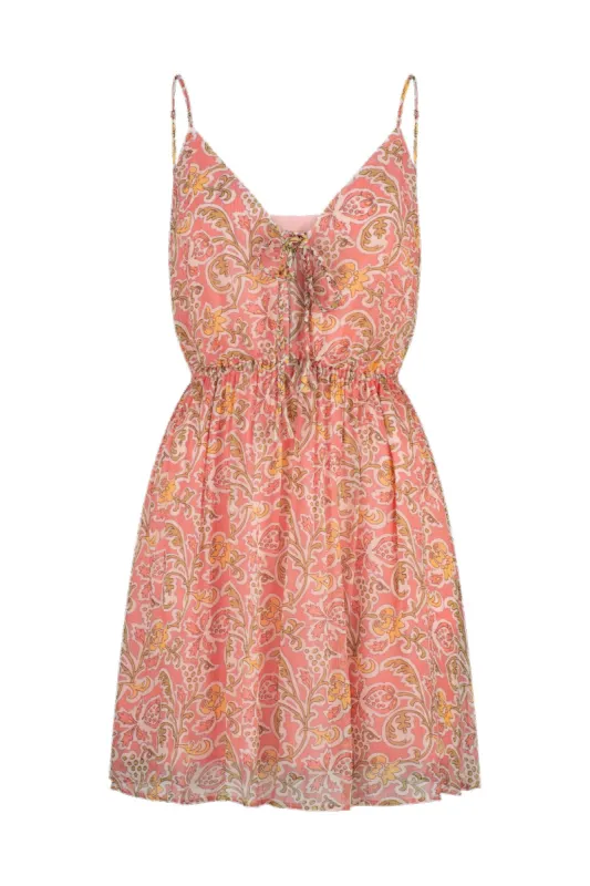 Genevieve Audrey Mini Dress - Peach Blossom sold by Tigerlily
