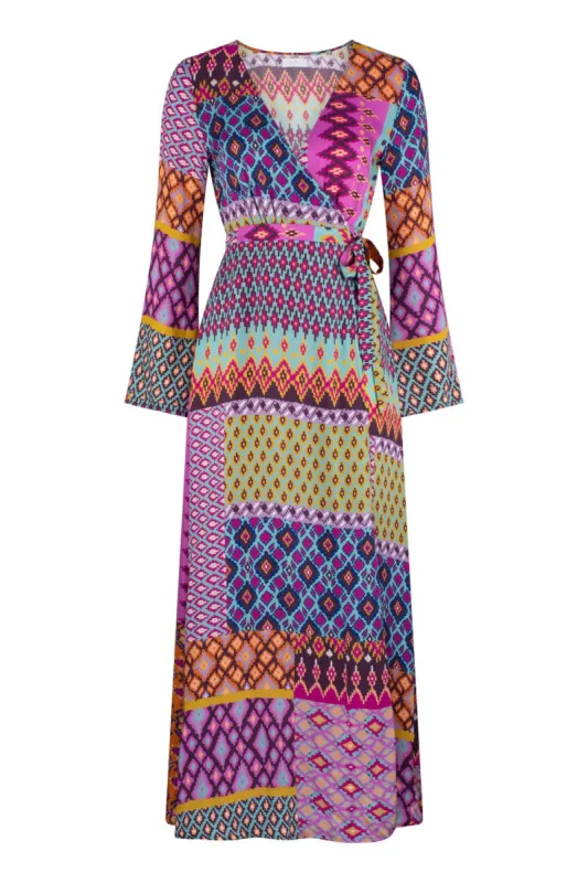Utopia Suri Wrap Maxi Dress - Utopia Patchwork sold by Tigerlily